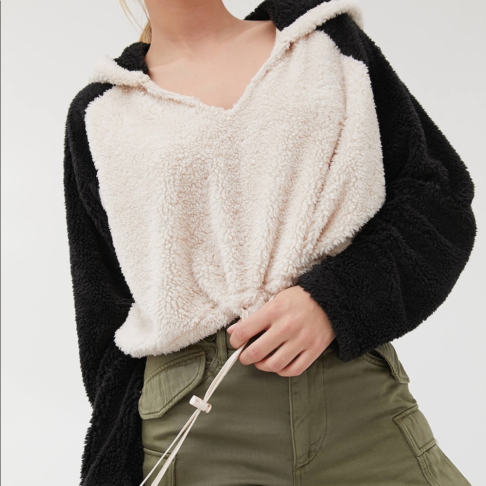 UO Cozy Faux Fur Teddy Hoodie Sweatshirt